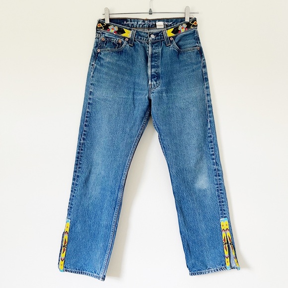 Exceptionally Rare 90s Vintage Upcycled Beaded Jeans ASO Rachel Green in Friends - Picture 6 of 15